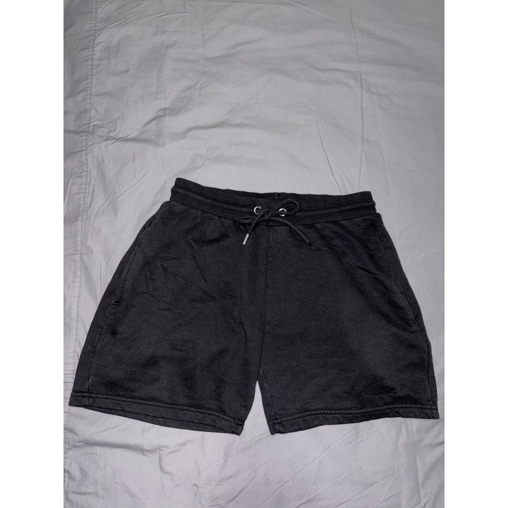 BoohooMAN Mens Black Fleece Sweat Shorts Drawstring Waist Size S
